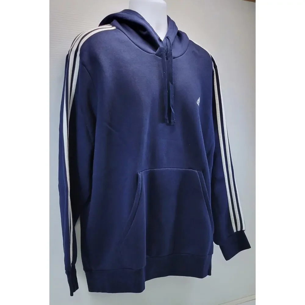I9) Adidas Sportswear Men Fleece Tracksuit Navy Blue Hooded Sweatshirt Pants 2XL